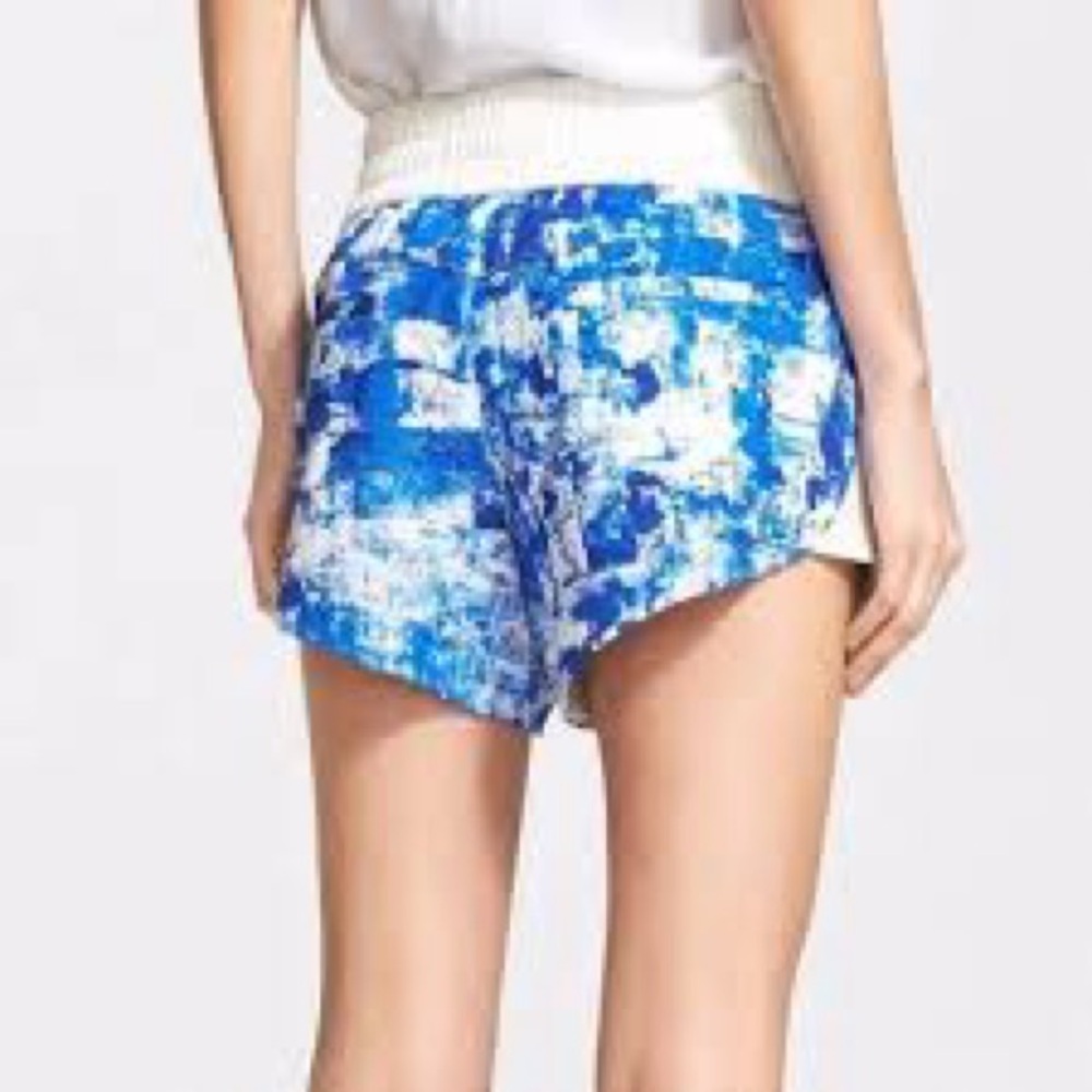 Helmut Lang Villus Scribber Brushstroke Blue and White Shorts Designer